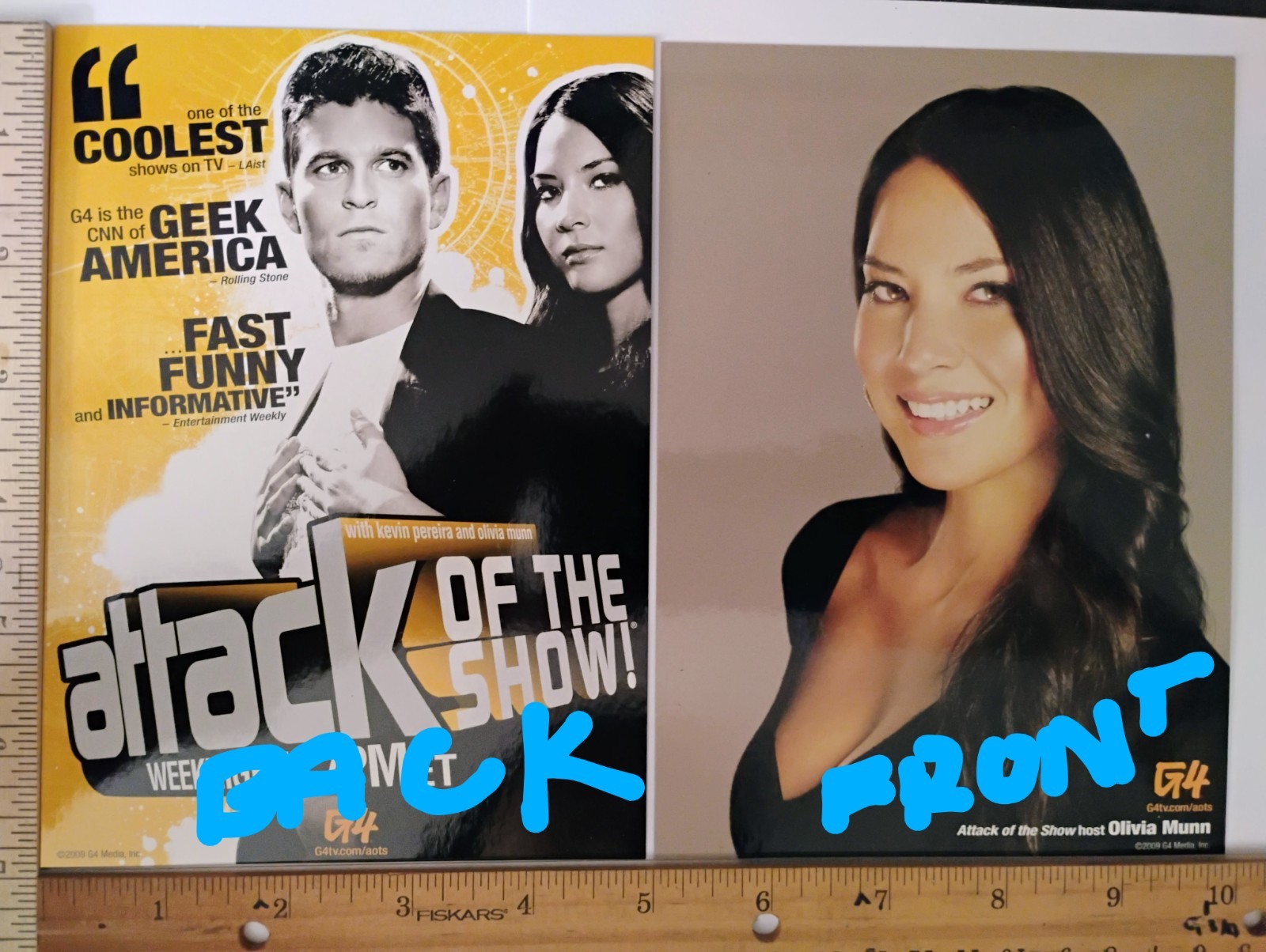 G4 TV Attack of the Show Promo Card Postcard Olivia Munn Kevin Pereira Rare
