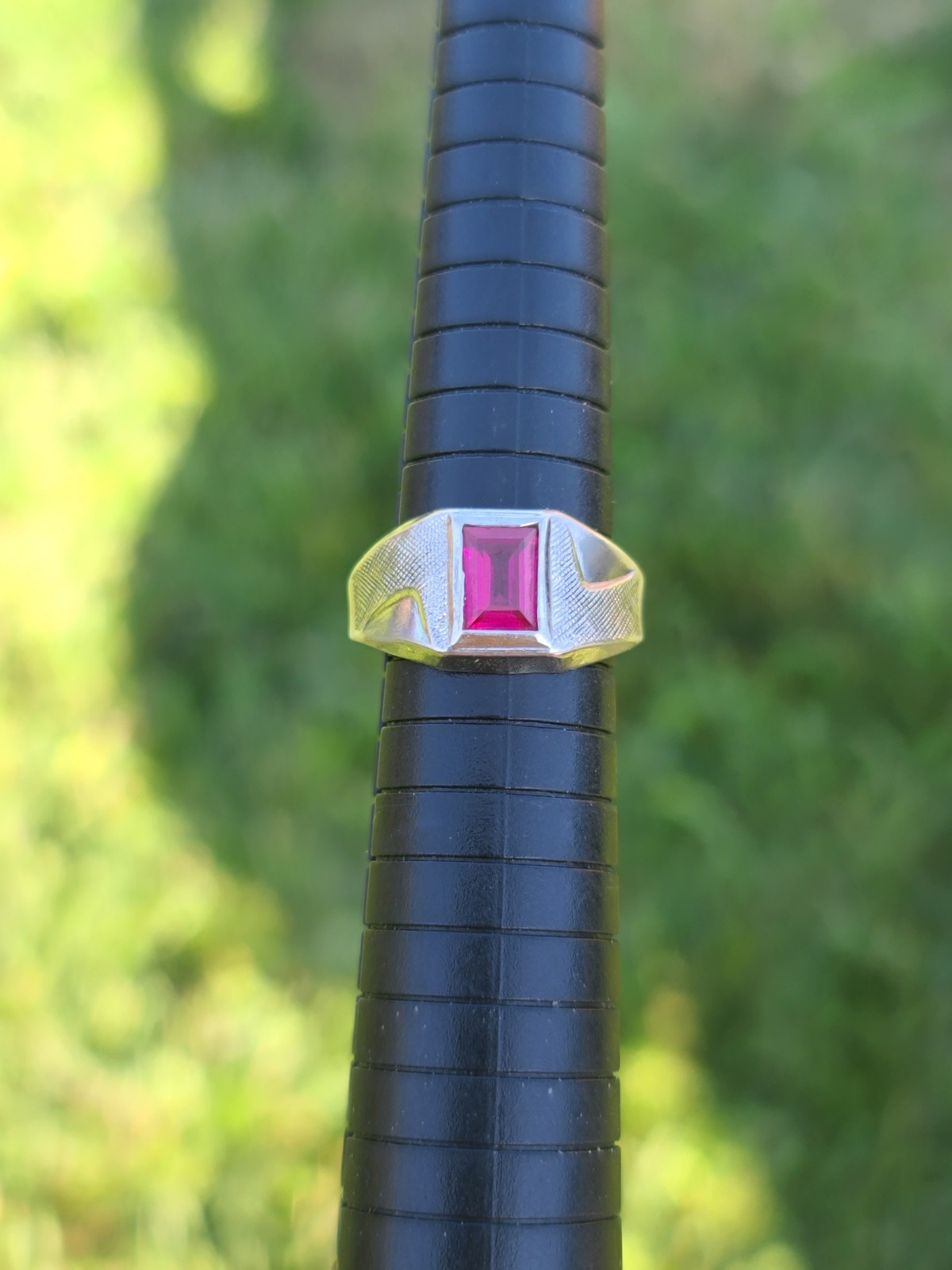 Sterling 925 Solid Silver Lab-Created Pink Sapphi… - image 1