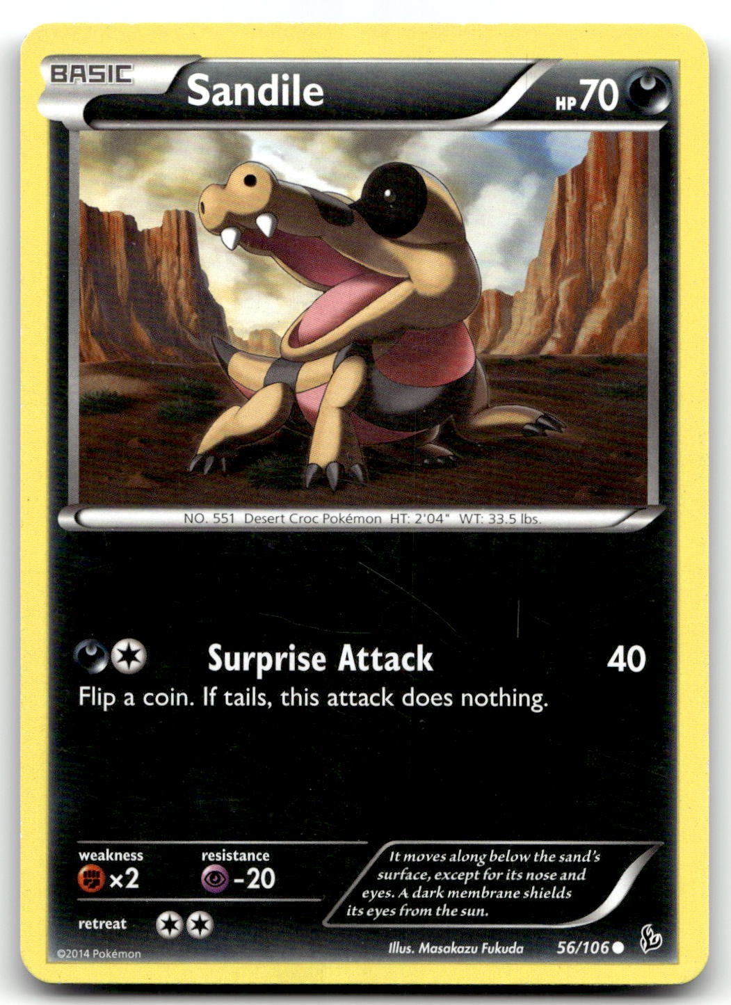 Sandile 56/106 XY - Flashfire Common Pokemon TCG MP