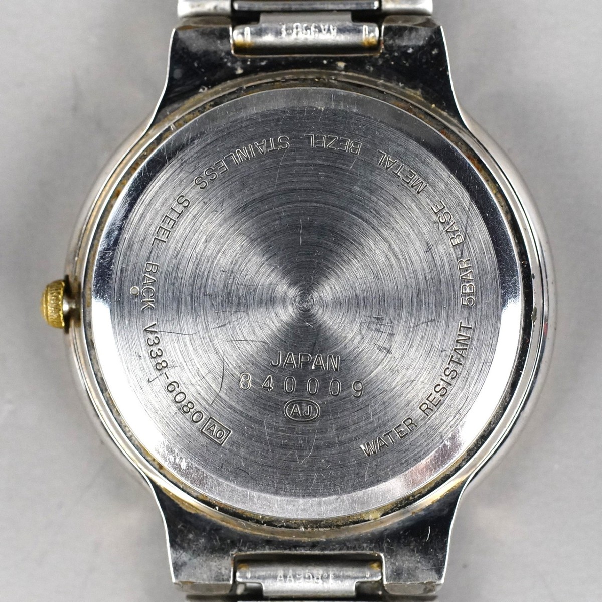 SEIKO ALBA Moon Phase 1988 Vintage V338-6080 Men's Watch Gold 34mm