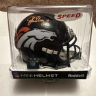 Denver Broncos Signed Mini Football Helmet Autographed #7 with Display Case