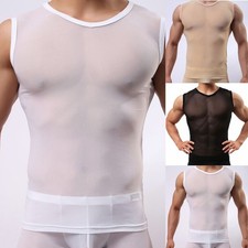 T-Shir Vest Basic Design Basic Tee Clubwear Maglietta a Rete Trasparente