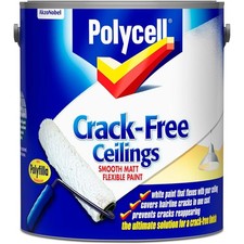 Polycell 2.5L Crack-Free Ceiling Paint Flexible Matt White Prevents Cracks