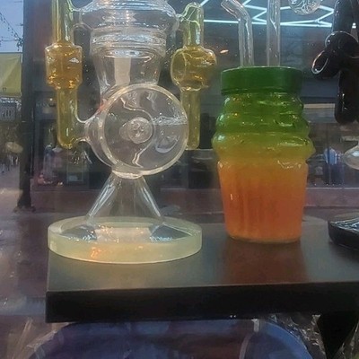 Glass Collectible Hookah with Dual Side Arms and Multiple Chambers