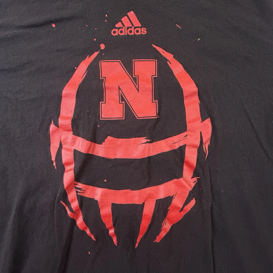 Adidas Mens 3XL Nebraska Huskers Football Long Sleeve Cotton Crew Neck T-Shirt - Image 3 of 4