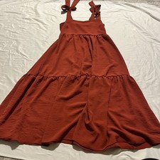 See You Monday Women L Rust Midi Dress Cottage Fairy Fall Party Wedding Guest