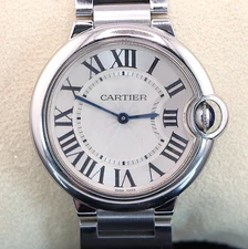 Cartier Ballon Bleu Roman Numeral 36mm Quartz Stainless Steel Wrist Watch 3005