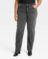 Ava  Viv Women's Size 26 Black Wash High-Rise Straight Denim Jeans Stretch 76C