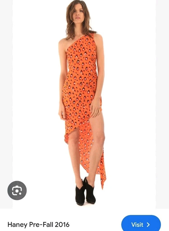 ICONIC HANEY RUNWAY Asymmetrical One Shoulder Madison Leopard Dress $1525 US 4 S