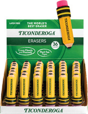 Erasers, Pencil Shaped, Yellow, 36-Pack 38936 