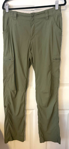 LL Bean Vista Trekking Pants Womens 8 Regular Olive Green Hiking Cargo 280426