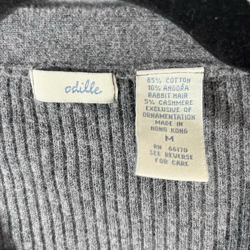 Cárdigan Acanalado Anthropologie Odille M Gris Algodón Angora Mezcla Cachemira Y2K Foto 3 de 4