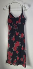 VTG Y2k 90s Red Roses Black Whimsigoth Fairy Coquette Dress Younique Empire SZ M