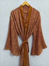 Beach Wear Robe For Her Bell Sleeves Long Bathrobe Silk Kimono, B-389