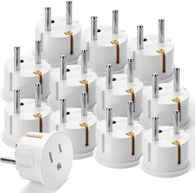 Bates- European Travel Plug Adapter, 12 Pack, European Plug Adapter, US to Europ