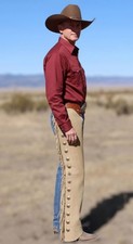Western Cowboy Studded Suede Leather Chap Fringes Pant Men Chap Riding Chaps
