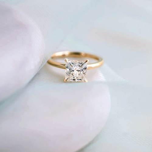 14k Yellow Gold 1 Carat IGI Lab Created Princess Diamond Wedding Ring ...