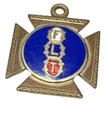 Vintage FLT Order Of The Odd Fellows Fraternal Organization Medal Pendant