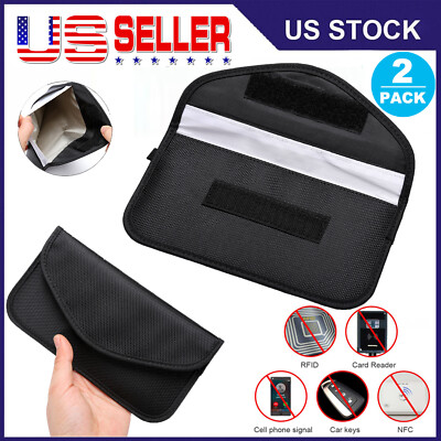 2 Pack Faraday Bag RFID Signal Blocking Pouch Cell Phone Wallet Blocker US Stock
