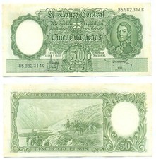 ARGENTINA NOTE 50 PESOS (1967) MASTROPIERRO-MICELE SUFFIX C B# 2021 P 271b AXF
