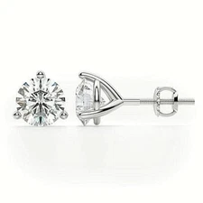 2.10 CT Round Cut FL/D Lab Created Stud Earrings 14k White Gold Screw Back 7mm