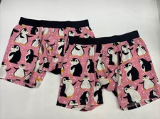 NEW MeUndies PINK PENGUINS boxer Briefs Underwear Mens Size SMALL LOT OF 2