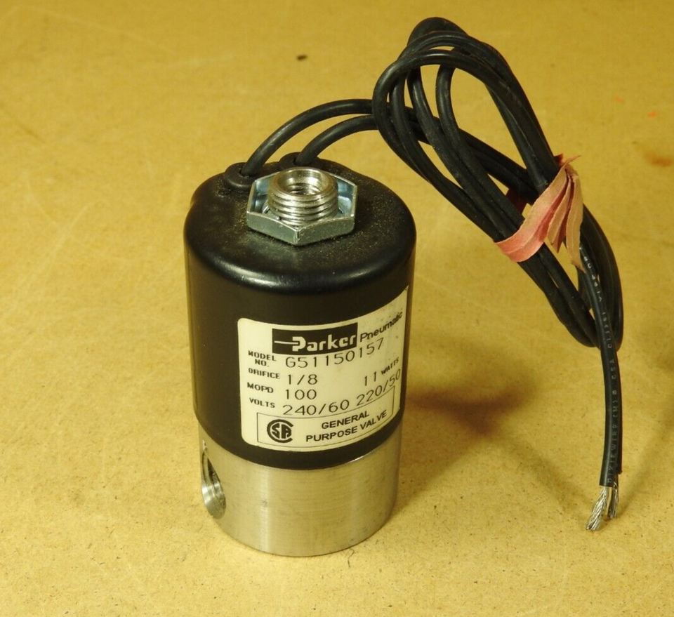 Parker Solenoid Valve, G51150157, 1/8" Or., 240V, 11W, 100PSI, 1/4 NPT