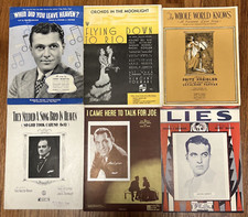 Vintage lot of 6 Mixed Different Music Sheets Made In USA