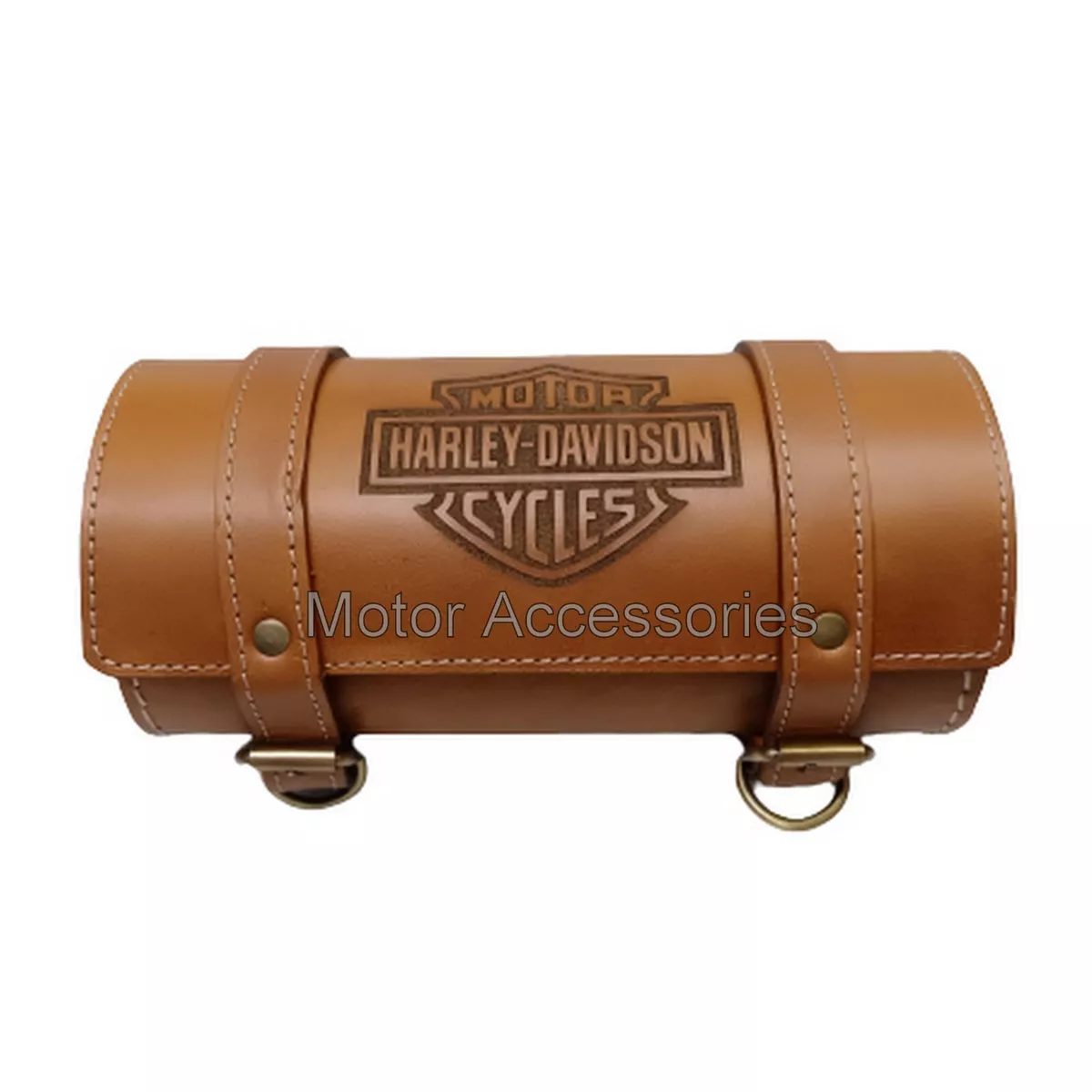 NEW PURE LEATHER TOOL BAG ENGRAVED FOR HARLEY DAVIDSON MOTORCYCLE IN BROWN  COLOR