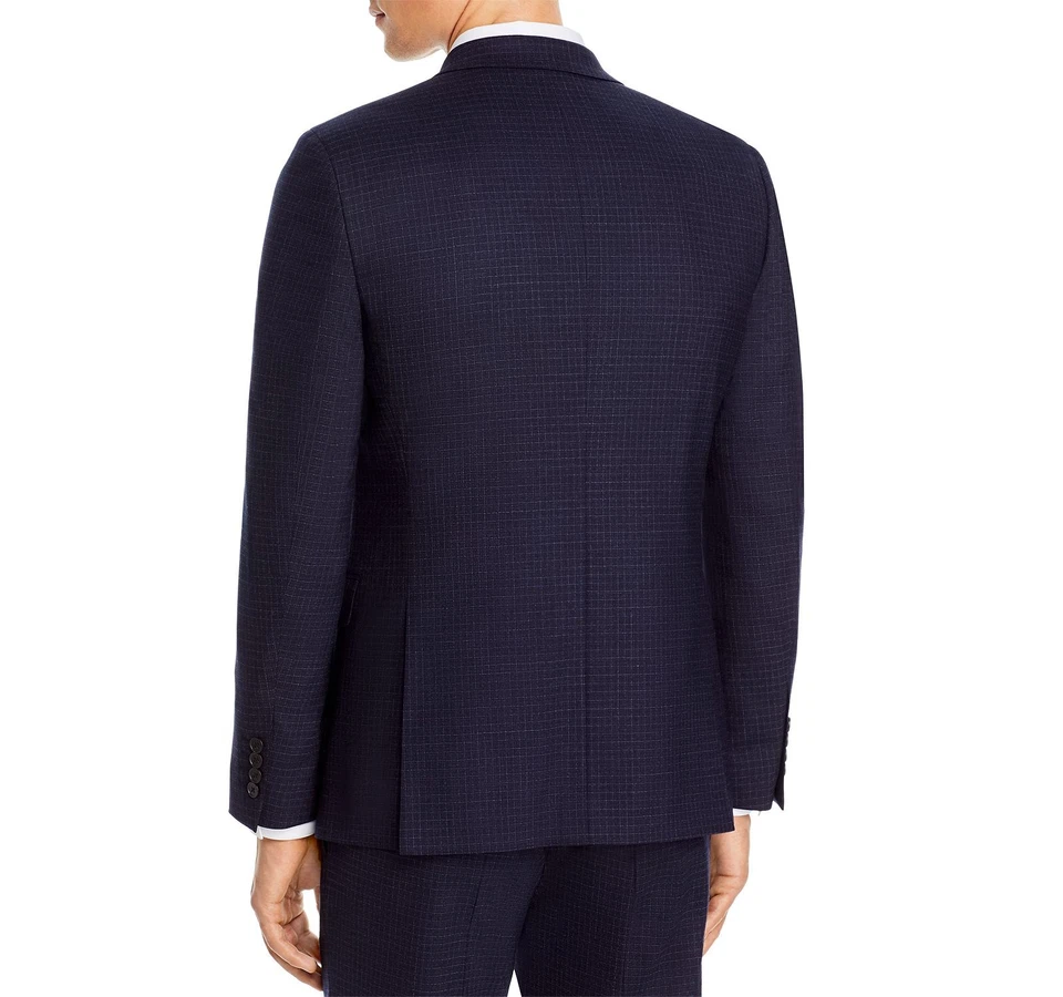 Theory 284252 Men Chambers Micro Check Slim Fit Suit Jacket Navy Size 38 Regular - Image 3 of 3
