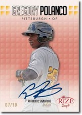 GREGORY POLANCO 2013 Rize Rookie Autograph RED Auto RC #/10