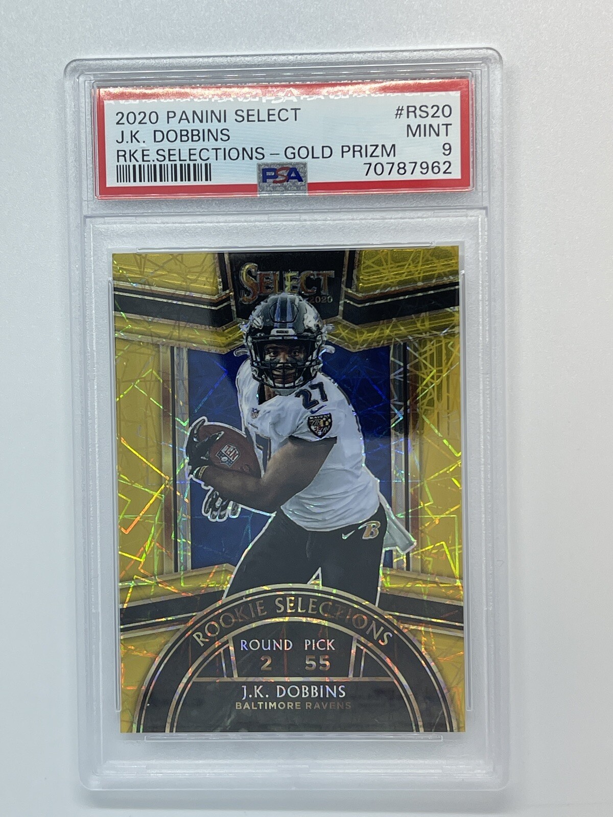 JK Dobbins Panini Select Rookie Selections #RS20 Gold Prizm