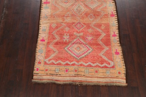 Antique Authentic Moroccan Vegetable Dye Oriental Runner Rug Hand-knotted 5'x12' - Picture 5 of 12