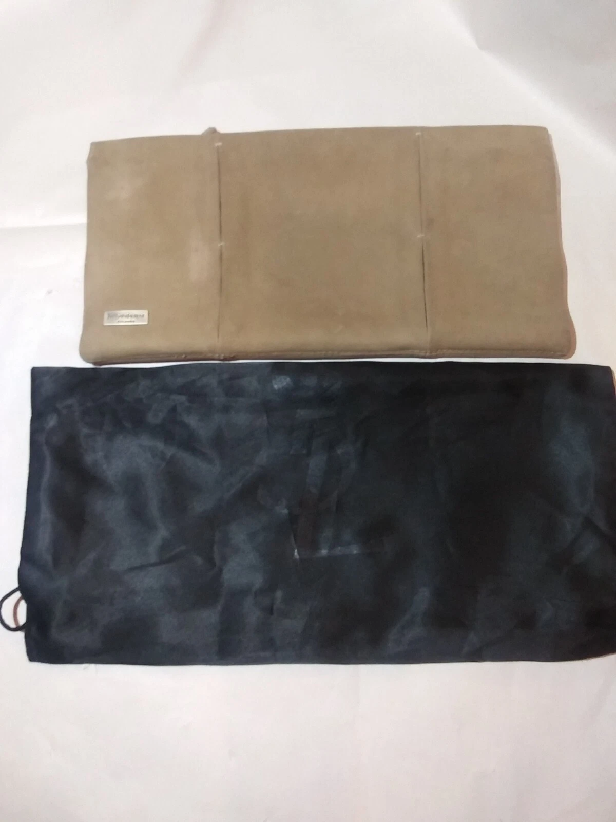 SAINT LAURENT (YSL) Rara pochette Rive Gauche autentica YSL pelle scamosciata (abbronzata) (borsa con cerniera)