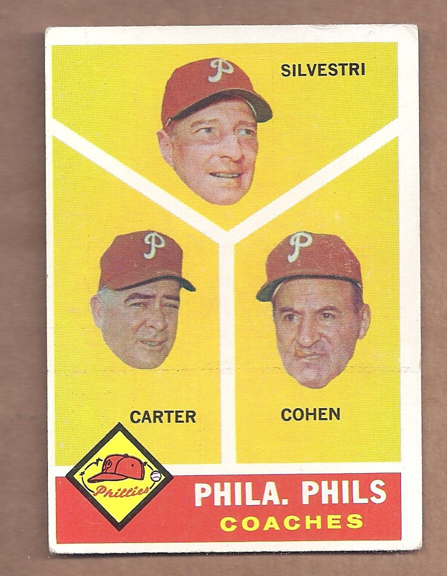 1960 Topps #466 Philadelphia Phillies Coaches Card in Excellent Condition