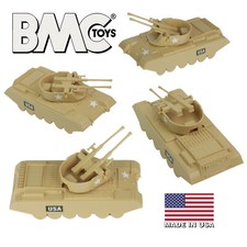 BMC Payton Recast Anti-Aircraft Tank 4pc Tan Green Plastic Army Men Vehicles