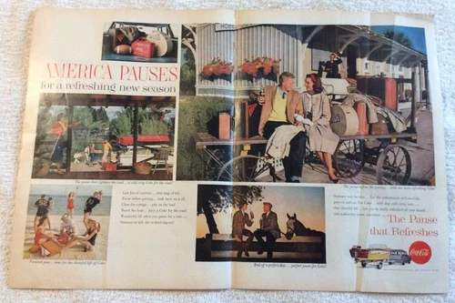 Coca Cola American Pauses for a Refreshing New Season Soda Vintage Print Ad 1959