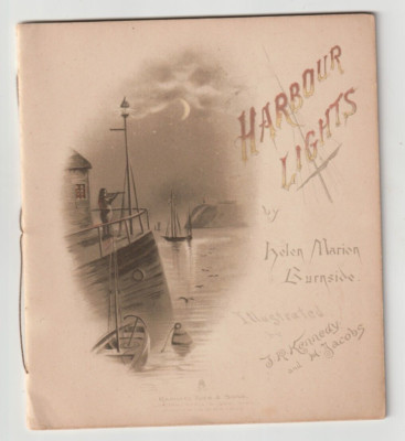Raphael Tuck antikes Buch, um 1890, Hafenbeleuchtung,