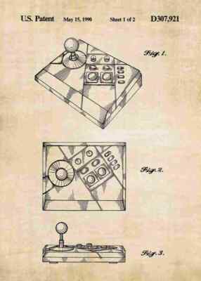 nes advantage joystick Patent Print A4 Vintage