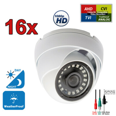 Evertech 1080p TVI AHD CVI CCTV Surveillance Security Wide Angle 16 Dome Camera