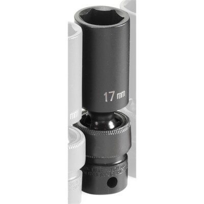 Grey Pneumatic 1017UMD SOC 17MM 3/8D IMP UNIV 6PT DP BLK