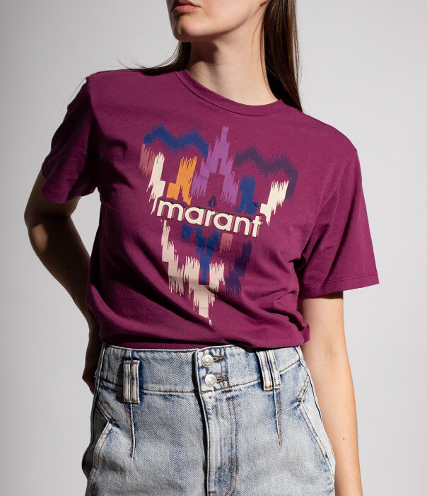 ISABEL MARANT ÉTOILE Women's Zewel Logo Print Graphic Tee Bordeaux