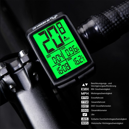 Kabellos Funk Fahrradcomputer LCD Fahrrad Kilometerzähler Radfahren Tachometer - Bild 10 von 14