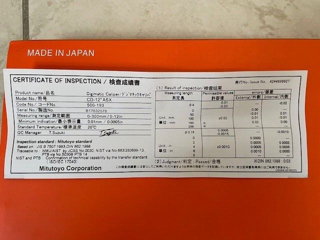 Mitu-toyo 500-193-30 300mm/12" Absolute Digital Vernier Caliper SALE