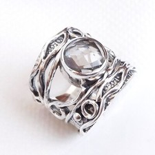 Natural Clear quartz Ring 925 Sterling Silver Crystal quartz Handmade Ring-CR015