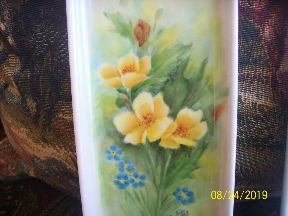Handpainted Artist Signed Long Porcelain Celery Condiments Serving Tray Dish - Image 2 of 4