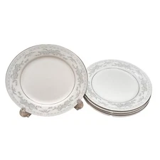 Vtg Somerset  By NL  Excel 7in  Floral Design Platinum Trimmed Plates Lot Of 5