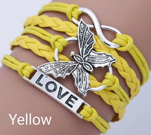Leather Bracelet With Letter Love And Butterfly For Men And Women & 11 colours - Picture 13 of 23
