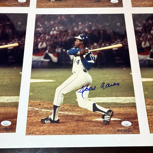 Lot ((3) Hank Aaron Signed 11x14 Photos JSA Certified HOF 755 HR Bold Autographs