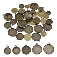 50Pcs Pendant Trays for Jewelry Making Necklace Bracelet, Bronze Tone